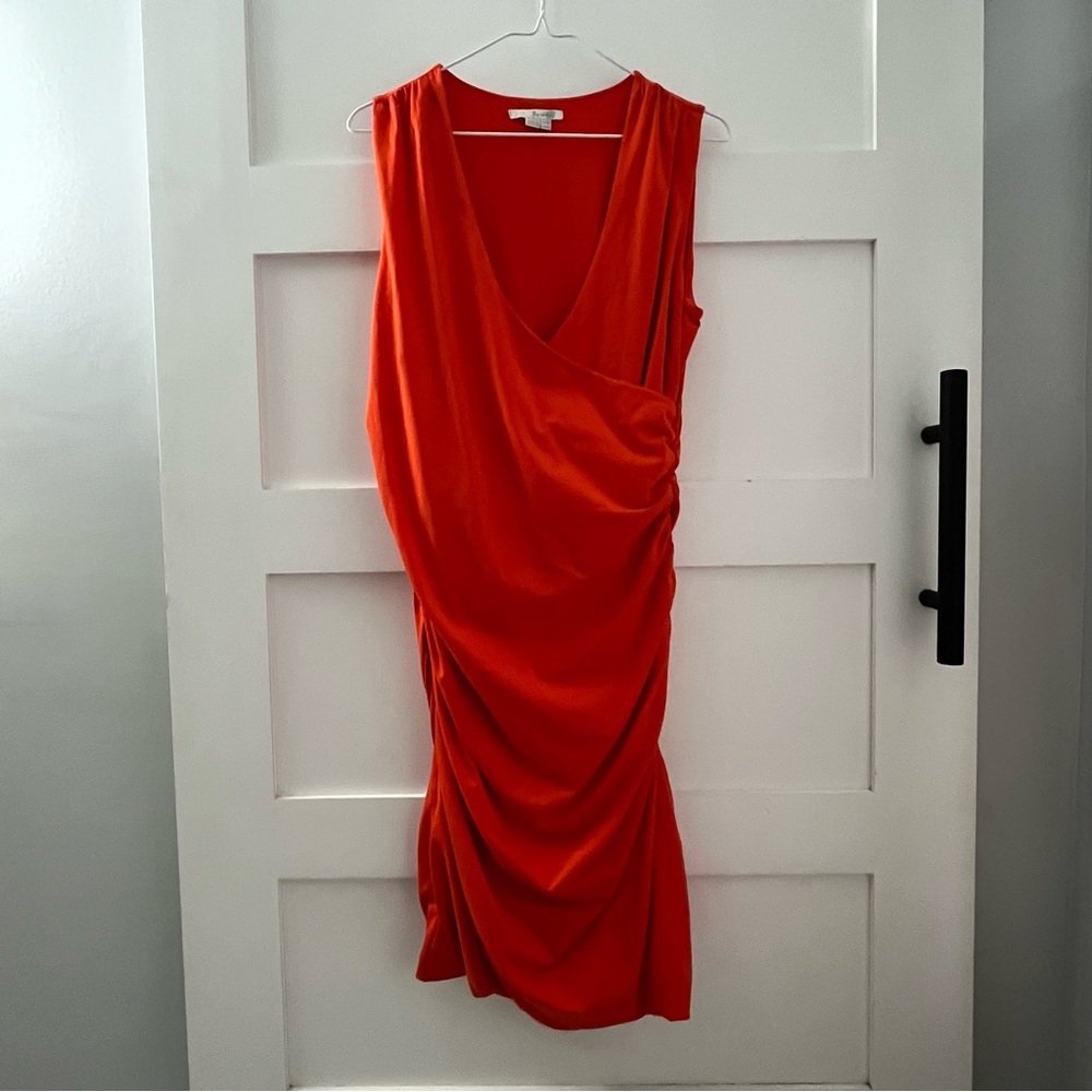 BODEN | EUC Crossover Cinched Ruched Dress in Orange 16R